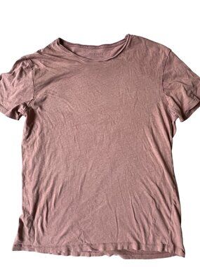 AllSaints Figure Crew Neck Raw Edge T-Shirt Mens Large Sunbaked Pink Streetwear